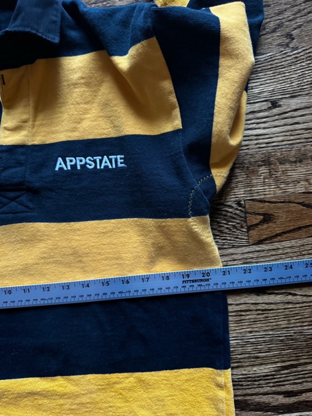 AppState Black and Gold Striped Rugby Polo - Picture 6 of 7